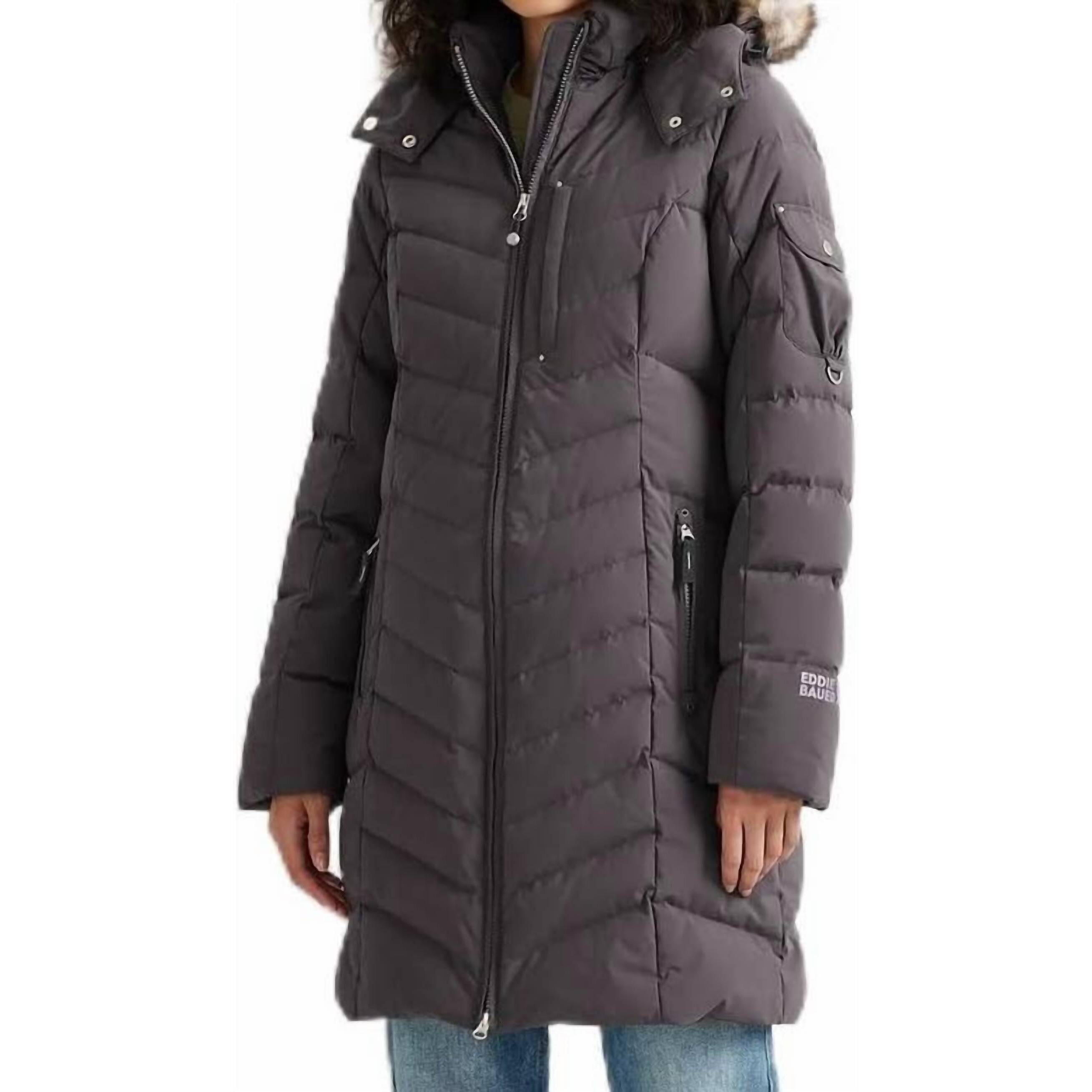 New Eddie Bauer Womens 650 Down Sun Valley Puffer Parka Long Coat In Aubergine